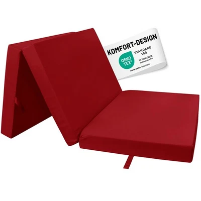RelaxXL Klappmatratze Gästebett Junior 190x60x7cm Rot Faltbar Waschbar - Bild 1 von 4