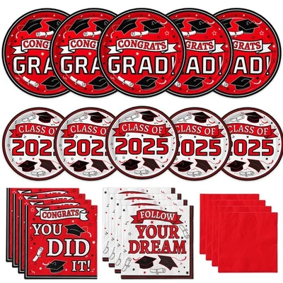 2025 Graduation Party Supplies, Congrats Grad Disposable Dinner & Dessert Pap... - Image 1 of 4
