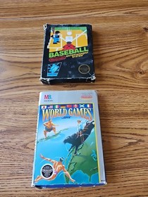 NES World Games By EPYX & Baseball Lot Of 2