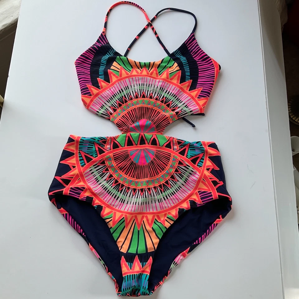 Traje de baño Mara Hoffman reversible con encaje trasero de una pieza Sunspoke azul marino nuevo sin etiquetas Foto 1 de 4