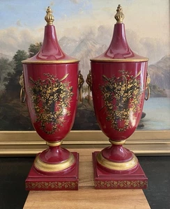 (2) TOLEWARE Rot Gold Schwarz ÜBERZOGENE URNEN Made in Italy MCM Vintage Selten - Bild 1 von 24