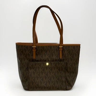 Michael Kors Jet Set Travel Tote Bag – Brown & Tan Logo - Image 1 of 4