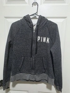 Chaqueta con capucha gris cremallera completa grande Victoria's Secret ROSA para mujer - Imagen 1 de 4