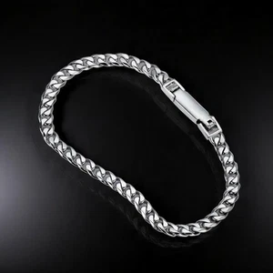 Pulsera Miami Cuban Para Hombre Sólida PT950 Ancho 5 MM Platino Cadena Longitud 21 CM - Imagen 1 de 15