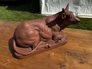 Una gran pieza publicitaria antigua de carnicería de terracota modelo vaca 14 pulgadas - Imagen 1 de 13
