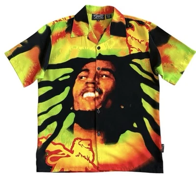 Bob Marley Vintage Black Dragonfly Button Front Short Sleeve Shirt Size Medium - Image 1 of 4