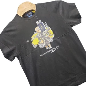 Polo Ralph Lauren Herren schwarz Polo Bear Grafik Rundhalsausschnitt T-Shirt Größe Medium neu mit Etikett - Bild 1 von 3