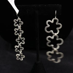 Sterling Silver Mismatch Flower Drop Earrings - Picture 1 of 6