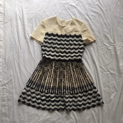 Huishan Zhang Silk Couture Dress Unique black and cream - Photo 1/4