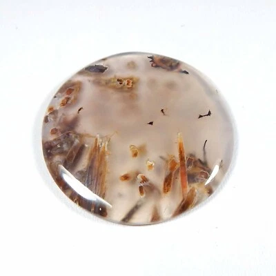 Natural Pseudomorph Stick Agate Gemstone Cabochon Round Shape Loose 152Cts #7556 - Image 1 of 4