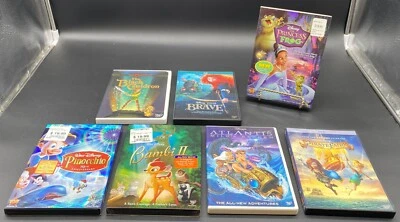 (7) WALT DISNEY MOVIES, CLASSICS, PINOCCHIO, BAMBI, BRAVE & MORE! USED - Image 1 of 4