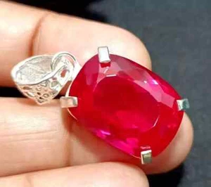 23 Ct Natural Red Ruby Loose Gemstone 925 Solid Silver Pendant Gemstone - Picture 1 of 8