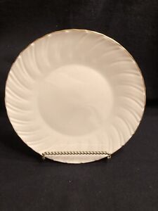 Lenox China USA Special Dinner Plate Ivory with Gold Trim & Swirled Edge EUC