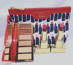 NUOVO Estee Lauder 2024 Ltd Ed. Palette ombretti Pure Color 2 rossetti completi + borsa - Foto 1 di 9