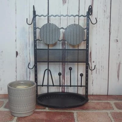 Grey Basketweave Round Disc Medallion Lightweight Leather Dangle Earrings - Image 1 of 4