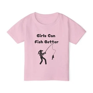 Girls Can Fish Better Heavy Cotton™ Toddler T-shirt - Picture 1 of 29