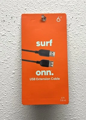 ONN USB Extension Cord Cable 6 ft Black • NEW - Image 1 of 4