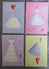 4 Marcel Schurman Greeting Cards 5 X 7 Hearts Dresses Flowers With Envelopes