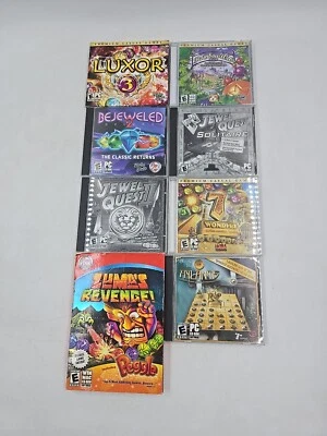 Lot of 8 Jewel Quest 7 Wonders Atlantis Solitaire Bejeweled Luxor PC Video Game - Image 1 of 4