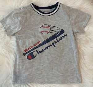 Champion Authentic Athleticwear Logo Gray T-Shirt Baseball Toddler Boys Size 3T