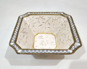 Vtg Square Ceramic Bowl Fitz & Floyd Home Fragrance Potpourri Floral - Picture 1 of 6