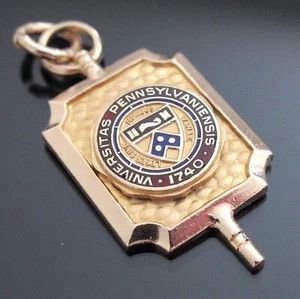 10k Gold University of Pennsylvania Key Pendant Coat of Arms Vintage Penn Fob - Picture 1 of 5