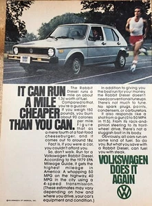 VTG 1979 Mag Print Advert~VOLKSWAGEN Rabbit Diesel "Run A Mile Cheaper Than You" - Picture 1 of 1