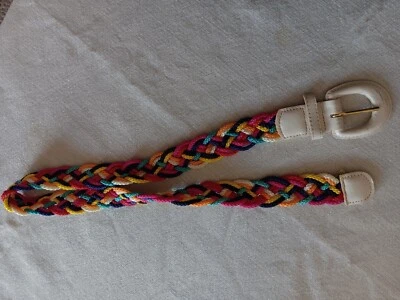 Vintage Size small 32 inch Rainbow Braided Belt Boho Adjustable Hippie y2k 90s - Image 1 of 3