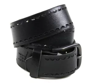 Cinturón perforado Chevron de cuero negro A. KURTZ para hombre Baker IAKL074 - Imagen 1 de 3