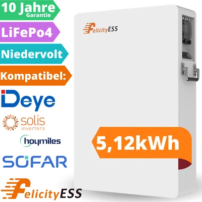 FELICITY ESS Felicity Solar Speicher Batteriespeicher 5,12 kWh Wandspeicher LiFePO4 für Deye