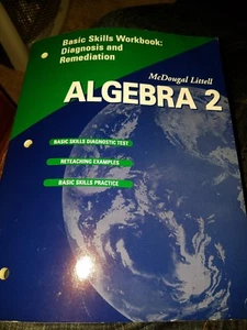 ALGEBRA 2: BASIC SKILLS WORKBOOK DIAGNOSIS AND REMEDIATION, By Mcdougal VG - Imagen 1 de 2