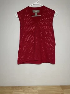 Norton Petites Women's Size PL Sweater Pullover Vest Red 75% Silk 25% Polyester! - Picture 1 of 8