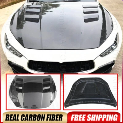 Подходит для Maserati Ghibli 2014-2020 отделка крышки капота из настоящего углерода - Изображение 1 из 4