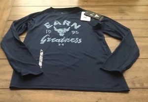 Under Armour Project Rock Rival Graphic Loose LS Top, Navy, Youth Medium, NWT - Picture 1 of 6