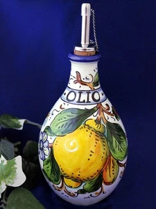 Toskana italienische Keramik Zitronenblüte & Bienen Olivenöl Flasche Spender 13 oz - Bild 1 von 4