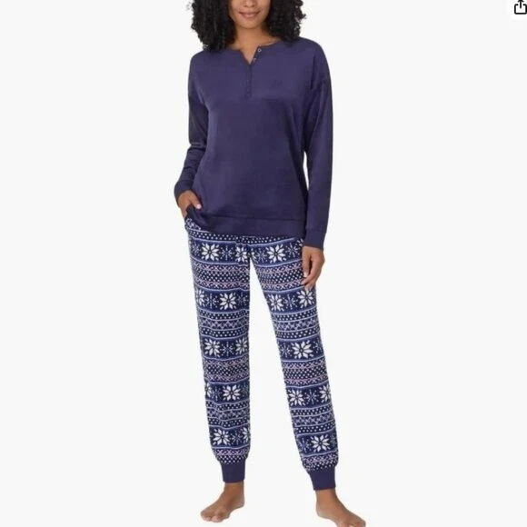 Nautica Womens M Silky Stretch Fleece Sleepwear Set - 2 Pcs