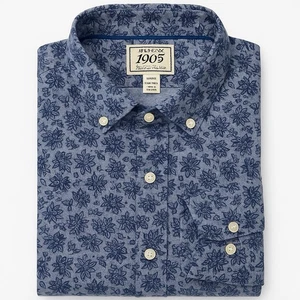 Jos A Bank 1905 Blue Floral Bee Dress Shirt - Mens - Slim Fit Large 100% Cotton - Picture 1 of 8