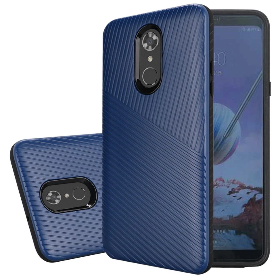 Funda protectora GSA con líneas texturizadas en relieve para LG Stylo 4 - azul Foto 1 de 1