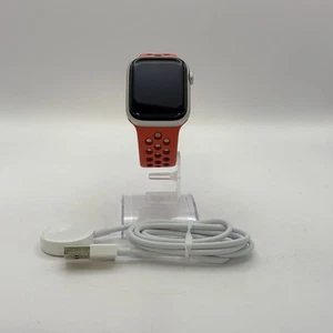 Apple Watch (Series 8) 41mm Starlight Aluminum w/ Red Nike Sport (GPS) - 7/10 - Picture 1 of 5