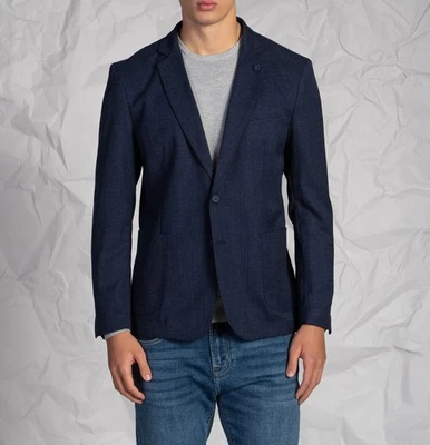 Veste sur mesure en maille tissée bleue - Photo 1/4