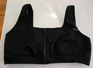 Fabletics On-The-Go Front Zip MEDIUM Impact Sports Bra BLACK SIZE XXL 1 X - Picture 1 of 4