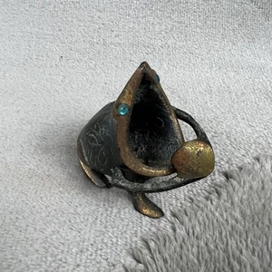 Vintage Messing Frosch Aschenbecher 60er Jahre Klapp Zigarettenetui Art Deco 3" - Bild 1 von 8