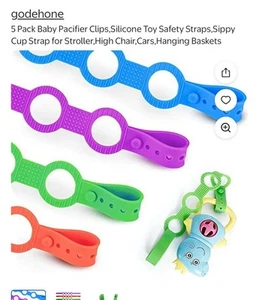 NEW Baby Pacifier Clips Five Pack. Multicolor .Baskets, Cribs Bags.  - Picture 1 of 2