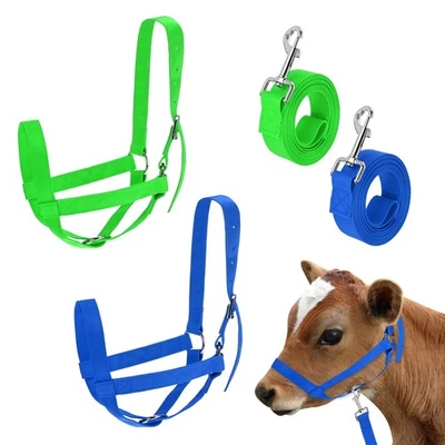 2-Pack Adjustable Cattle Cow Halter, 18.9"-23.23" with Lead Rope [Green, Blue] - image 1 of 4