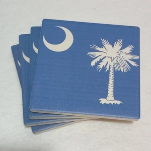 Set of 4 South Carolina State Flag Ceramic Coasters Preowned - Picture 1 of 4