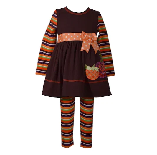 Bonnie Jean bebê meninas tamanho 12 meses outono abóbora vestido leggings conjunto de roupa $40 - Imagem 1 de 1