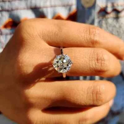 3Ct Round Cut Solitaire Lab Created Diamond 14K White Gold FN Engagement Ring - Image 1 of 4