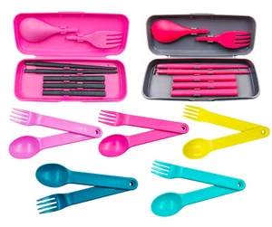 Tupperware Muti Color Portable Box Dining Fork Spoon Chopstick Meal Cutlery Set - Picture 1 of 55