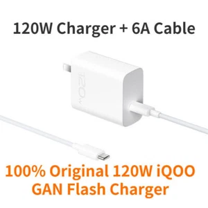 Cargador Flash 100% Original iQOO 120W Vivo iQOO 9Pro 8 7 Tipo-C 120W Cargador GAN - Imagen 1 de 5