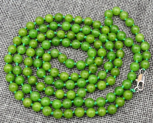 VETEMENTS Bellissima collana di perle rotonde in giada verde naturale 6 mm 36''